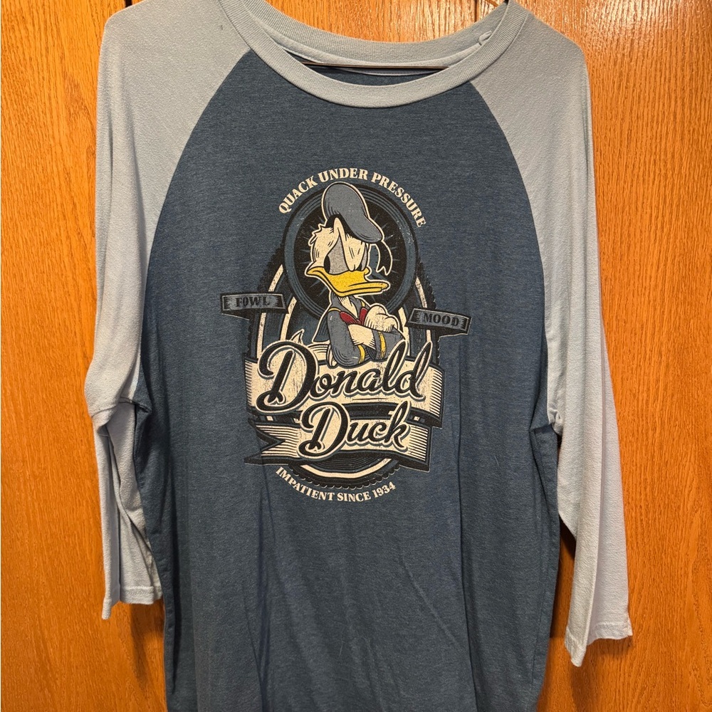 Disney Donald Duck Long Sleeve Shirt - Navy and Light Blue - Disney parks
